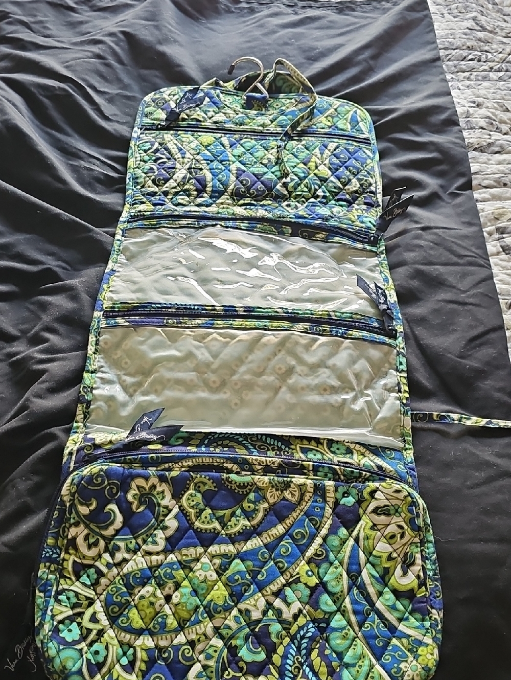 Vera Bradley Quilted Travel Hanging Organizer in Blue & Green Paisley